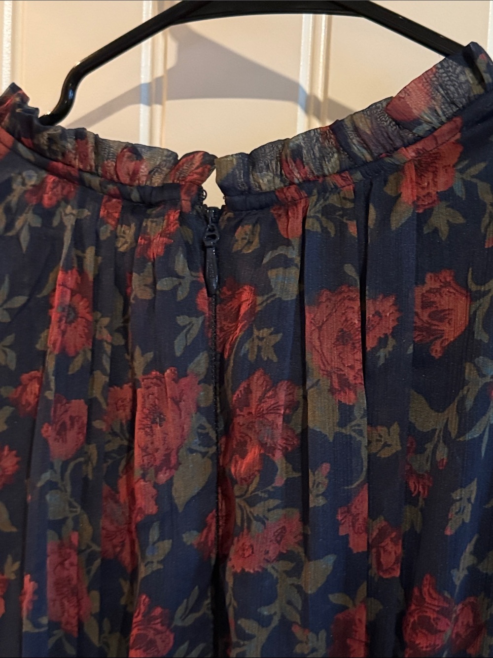 Ivy City Co Black Maxi Dress with Red & Green Floral Print Dark Romance - Picture 7 of 8